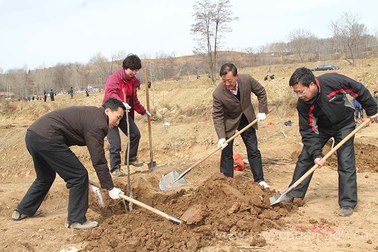 市委常委,市委政法委书记袁丁兴,市人大常委会副主任王峰智在宜君植树