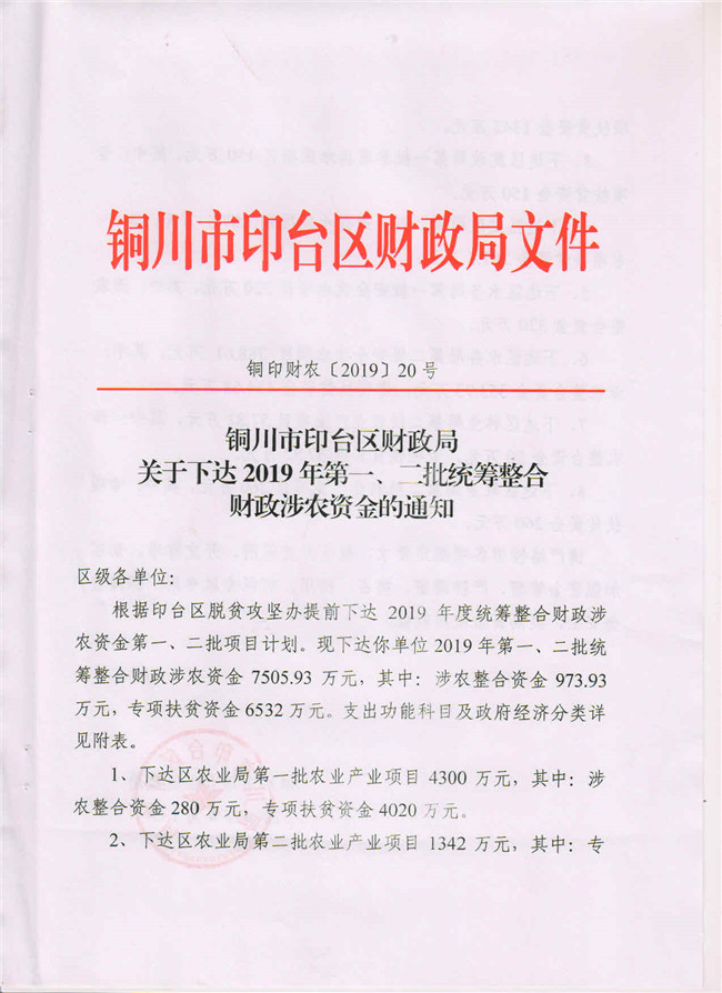 1560498322543185.jpg 铜印财农(2019)20号 关于下达2019年第一、二批统筹整合财政涉农资金的通知1.jpg